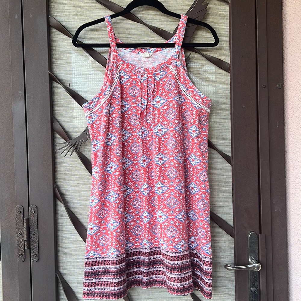 Lucky Brand 💯% Cotton Boho Sleeveless Bandana Floral Mini Sundress